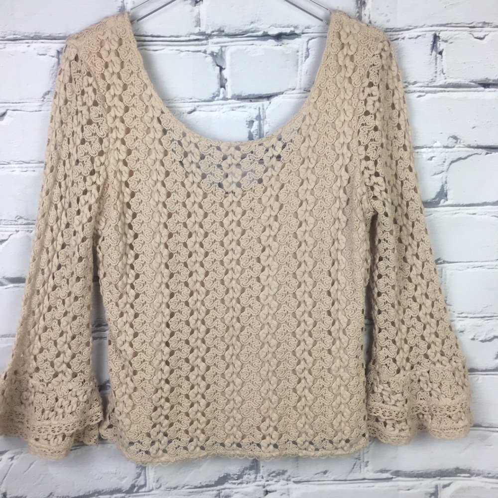 Free People Eyelet Scoop-neck Sweater